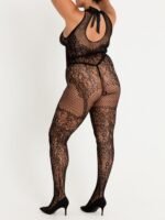 Lovehoney Plus Size Lace and Fishnet Crotchless Basque Bodystocking - Image 5