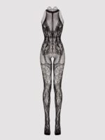 Lovehoney Plus Size Lace and Fishnet Crotchless Basque Bodystocking - Image 7