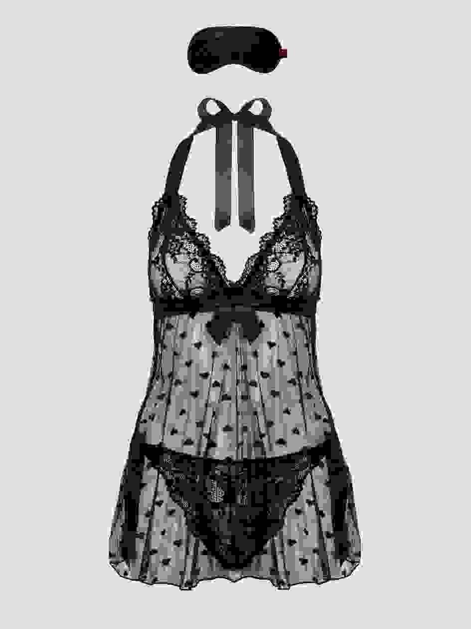 a45908g82620.jpg Lovehoney Plus Size Black Lace Babydoll Gift Set - Image 1