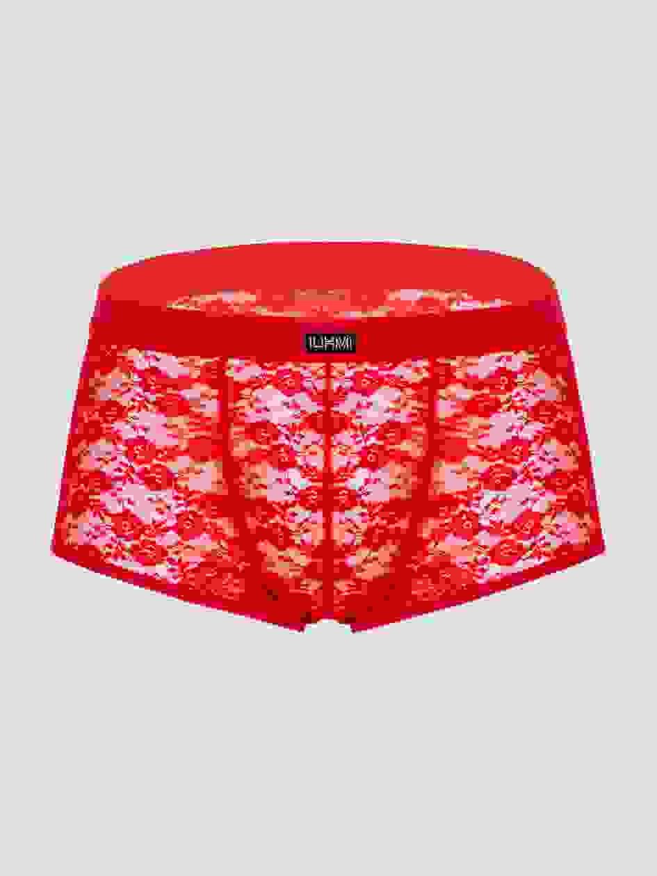 a46328g83331.jpg LHM Red Lace Boxer Shorts - Image 1