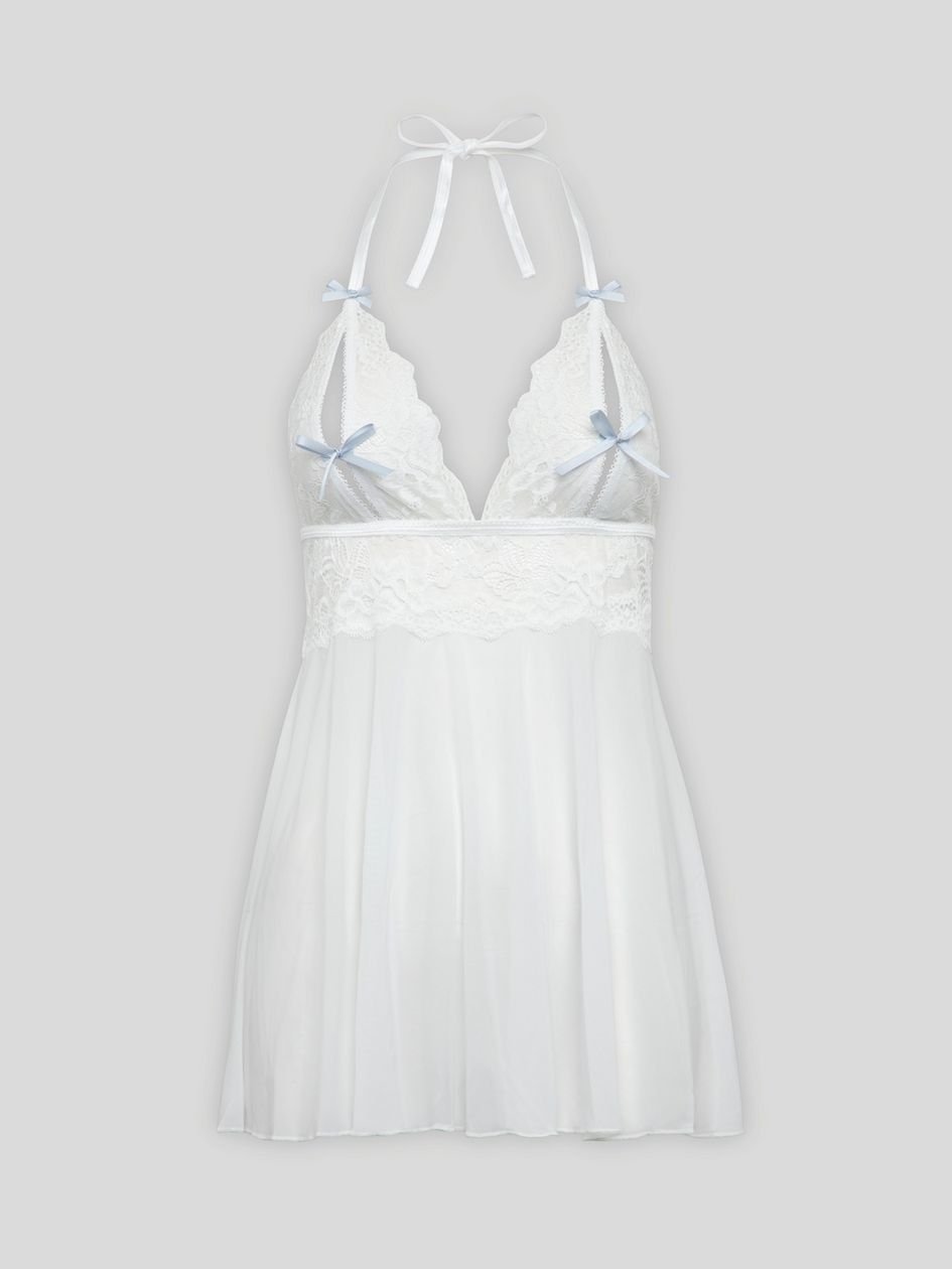 a46618g83750.jpg Lovehoney Peek-a-Boo White Lace Babydoll Set - Image 1