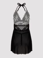 Lovehoney Plus Size Peek-a-Boo Black Lace Babydoll Set