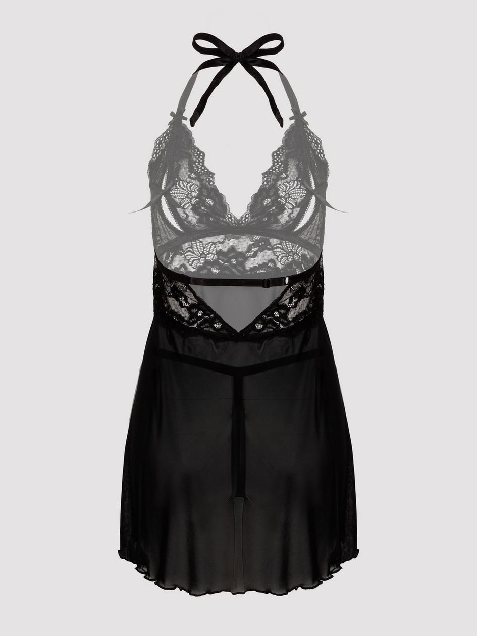a46618g83755.jpg Lovehoney Plus Size Peek-a-Boo Black Lace Babydoll Set - Image 1