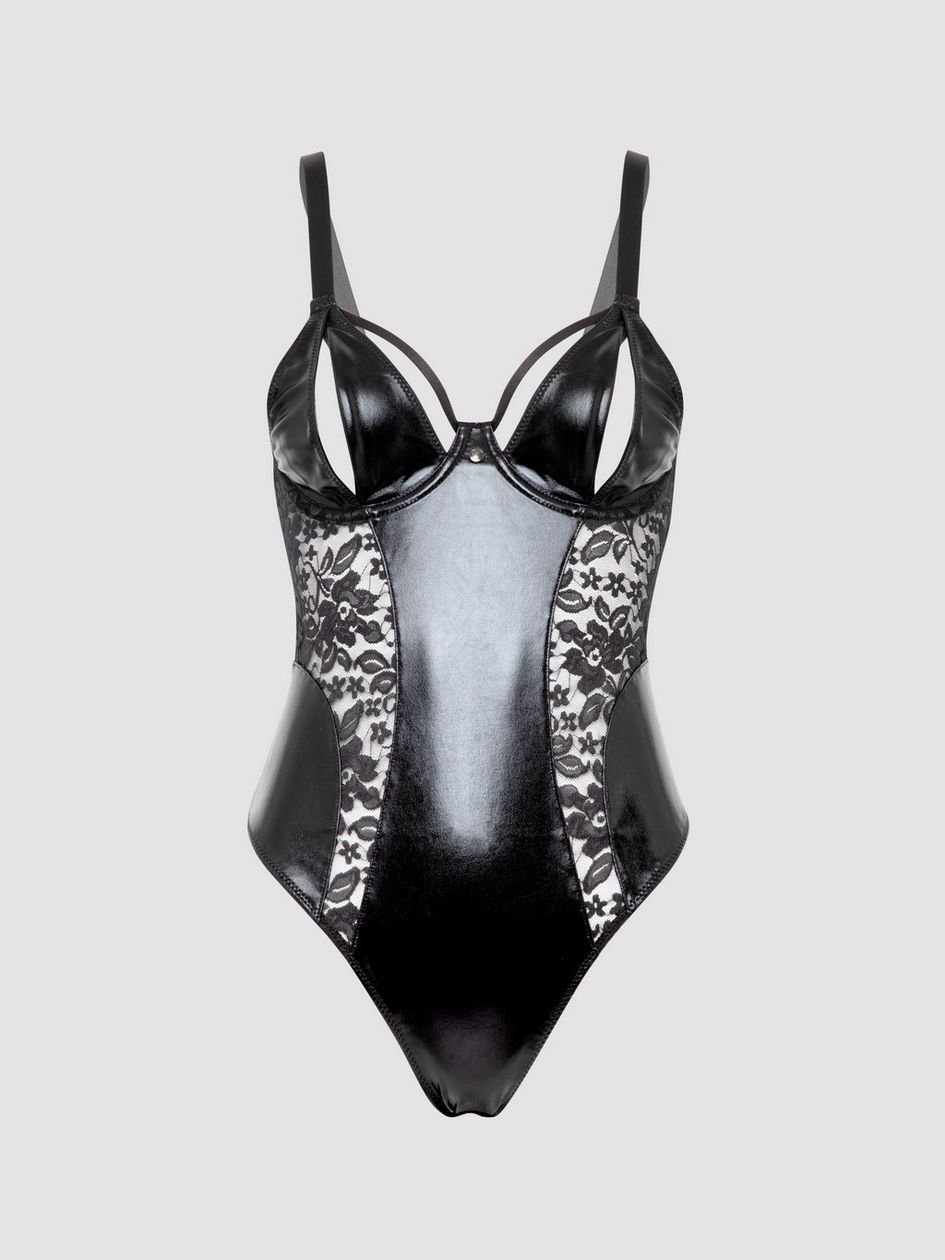 a46630g83772.jpg Lovehoney Fierce Muse Wet Look Crotchless Teddy - Image 1