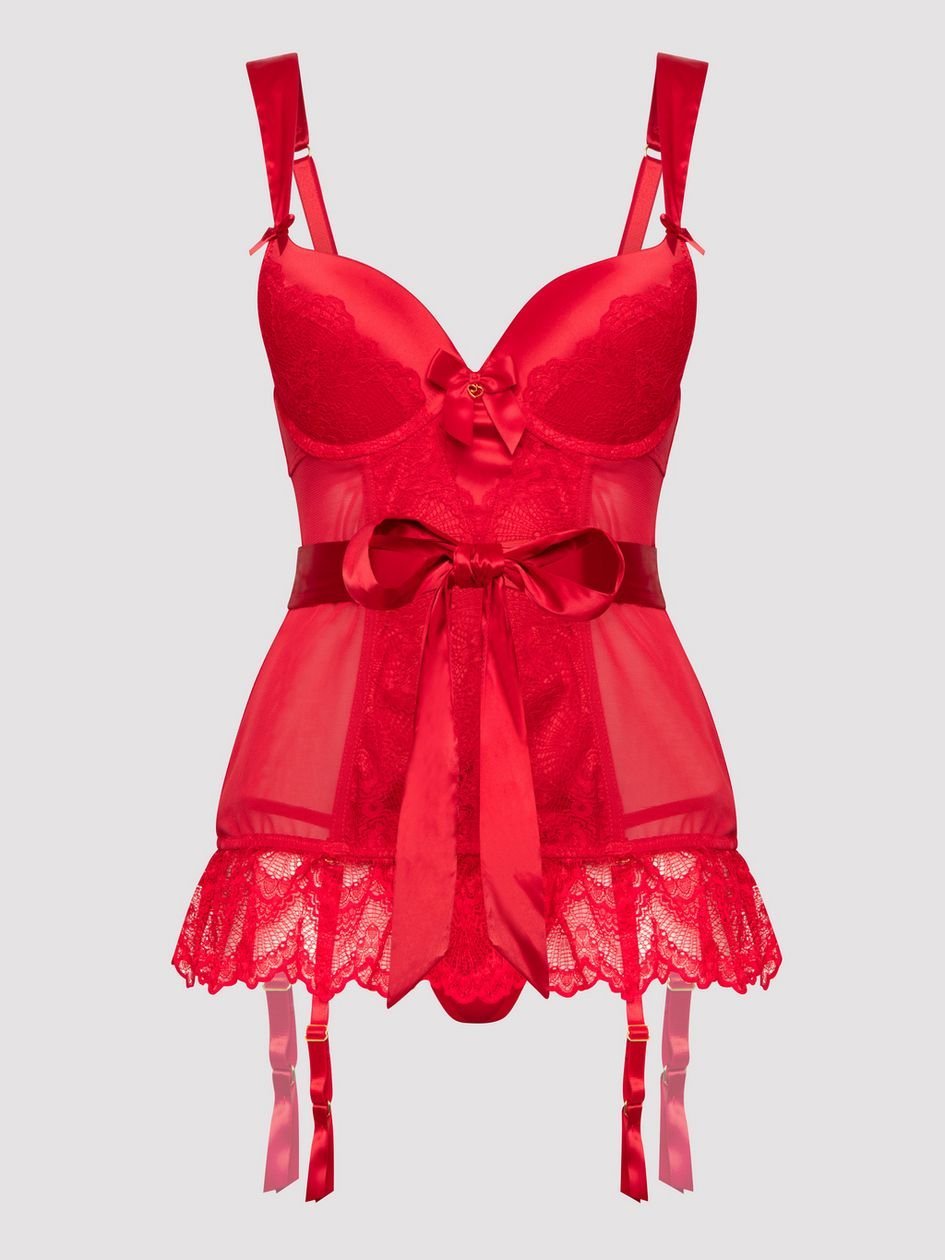 a47275g84736.jpg Lovehoney Plus Size Moonlight Desire Red Satin Basque Set - Image 1