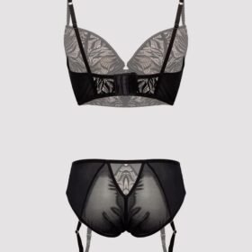 Lovehoney Parisienne Charm Black Lace Crotchless Bra Set