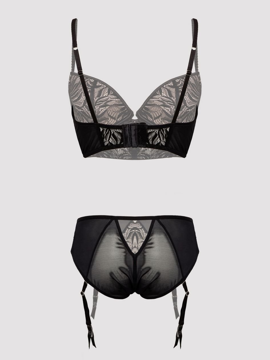 a47870g85561.jpg Lovehoney Plus Size Parisienne Charm Black Lace Crotchless Bra Set - Image 1