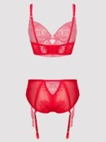 Lovehoney Parisienne Charm Red Lace Crotchless Bra Set