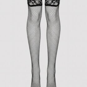 Lovehoney Plus Size Black Fishnet Lace Top Hold-Ups