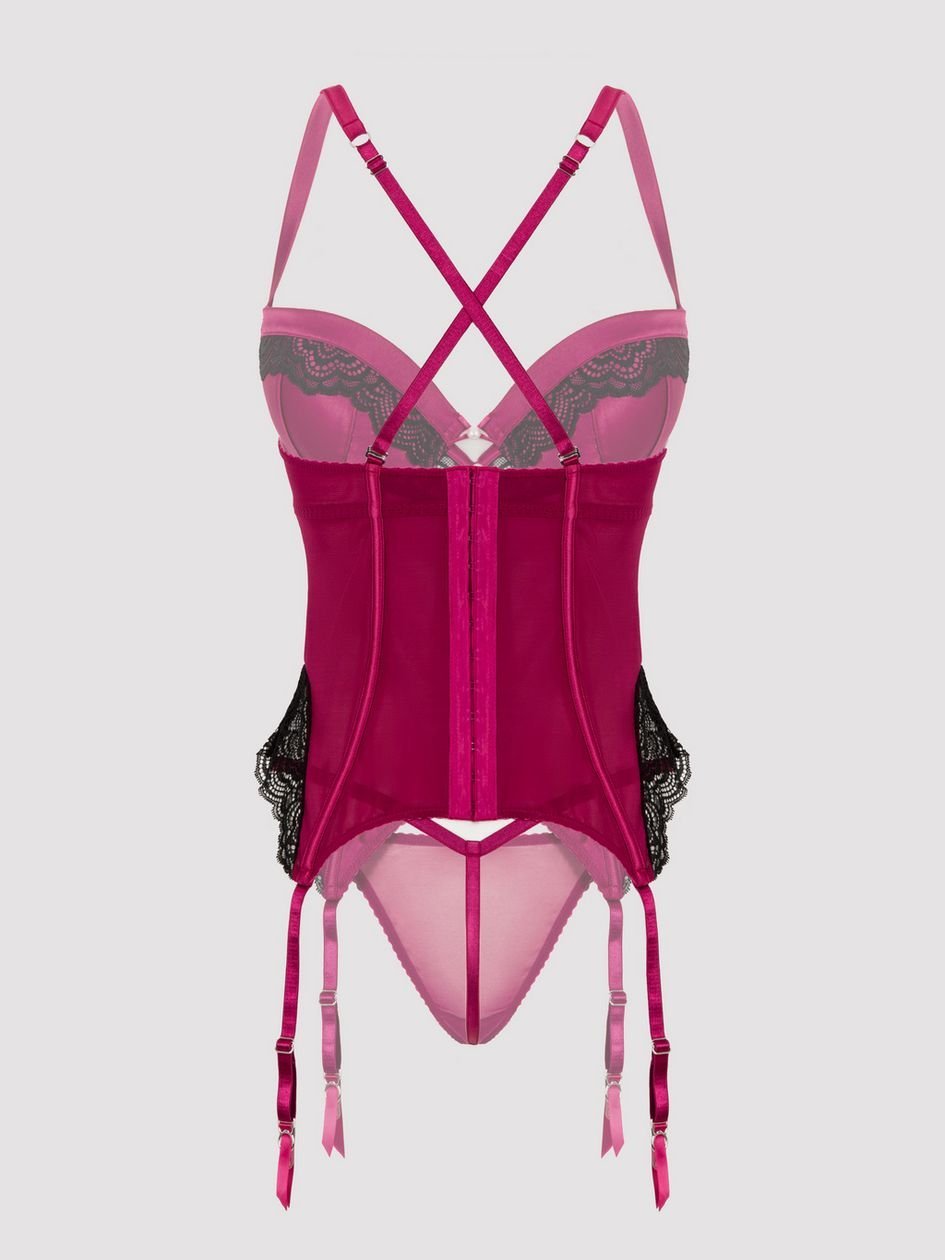 a48664g86545.jpg Lovehoney Satin Romance Purple Basque Set - Image 1