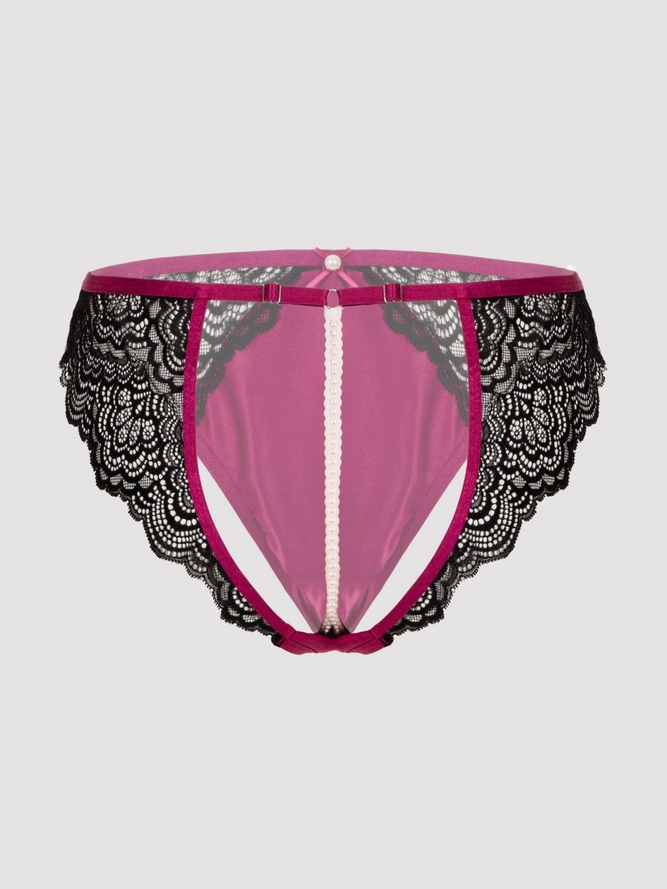 a48666g86550.jpg Lovehoney Satin Romance Black Open-Back Pearl Crotchless Panties - Image 1