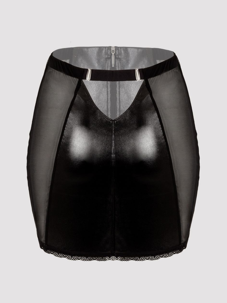 a48680g86569.jpg Lovehoney Fierce Wet Look and Lace Zip-Up Skirt - Image 1