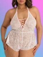 Lovehoney Plus Size Flirty Lace Ivory Teddy - Image 3
