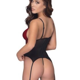 Cottelli Red Wetlook and Lace Basque Set