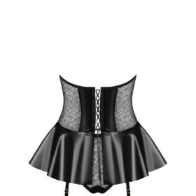 Obsessive Black Wet Look Corset Set