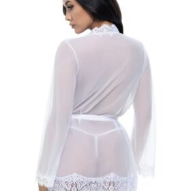 Oh La La Cheri White Bridal Provence Short Sheer Robe and Thong Set